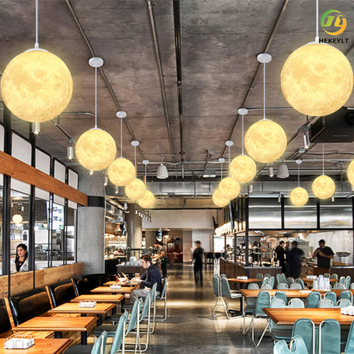 Nordic 3D Moon Creative Dining Room Bedroom Living Room Pendant Light