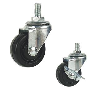China 50mm Size Rubber Wheel Light Duty Casters Threaded Stem factory