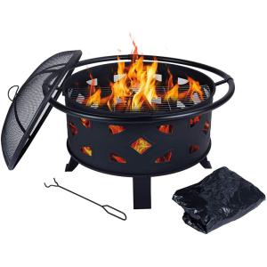China Patio Wood Burning Portable Charcoal Fire Pit BBQ Grill Firepit Spark Screen factory
