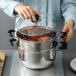 Hot Selling Kitchen Silver Cooking Soup Pot 304 Stainless Steel Steamer Pot