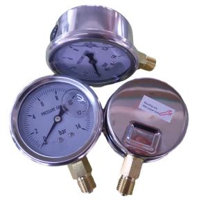 China 14 Bar 1/4'' NPT Liquid Filled Pressure Gauges 2.5 Inch Pressure Gauge ODM factory