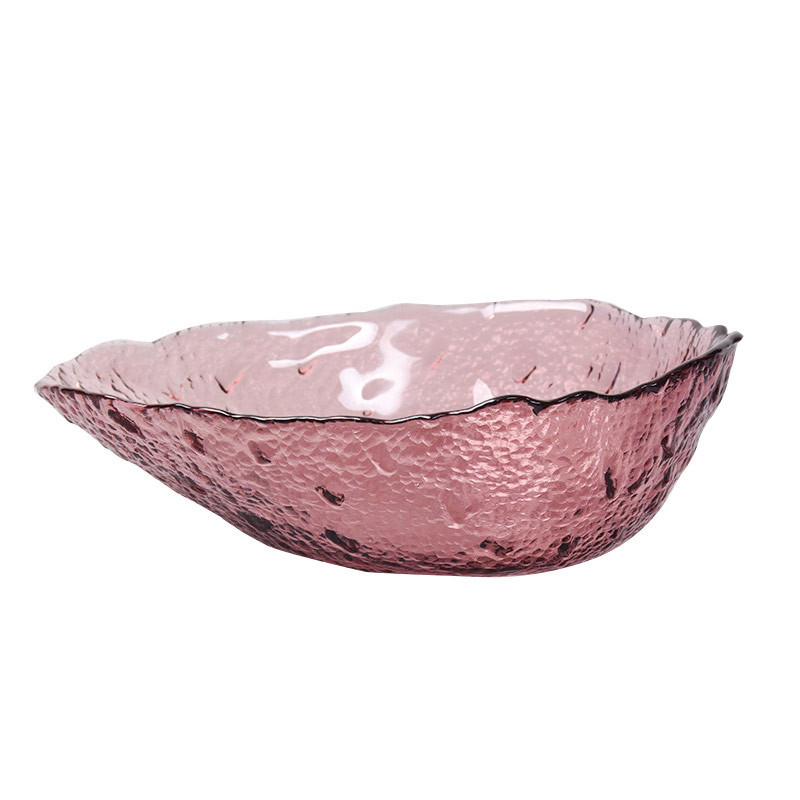 4mm Thick Customized Logo Drip Shaped Glass Salad Bowl