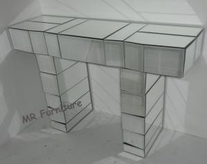 China Block Design Mirror Table Console , Mini Size Beveled Edge Glass Mirror Table factory