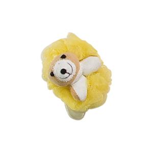 China Exfoliating Pe Mesh Shower Net Sponge With Fabric Yellow Dog factory