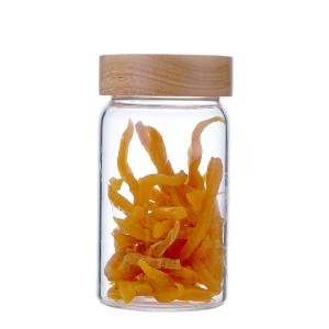 China Food Grade Pyrex Glass Jars Food Container Clear Color With Bamboo Lid factory