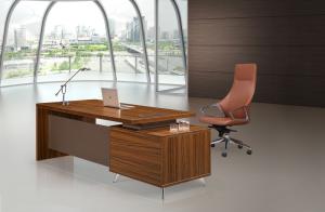 China Modern Office Furniture Desk High Tech Executive L Shaped Office Desk With Cabinet Locker factory