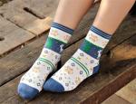 Colorful christmas deer patterned design winter cotton socks for women