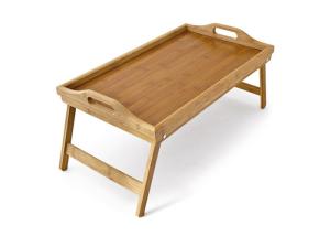 China Hot Sell Mutifunctional Organic Bamboo Serving Tray with Foldable Legs factory