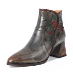 HZM034 Ethnic Style Retro Women'S Boots Autumn And Winter New Leather Women'S