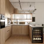Modern Complete Open Kitchen Designs Apartment Hotel Wood Veneer Kitchen Cabinet
