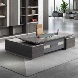 China Customized Colors Modern Simple Style L Shape MDF Boss CEO Office Desk with Cabinet on sale