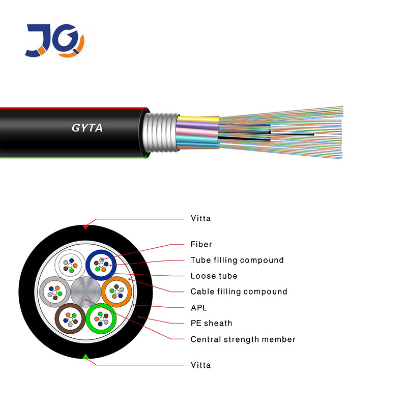 2-144 Core Armoured Optical Fiber Cable GYTA Stranded Loose Tube For Aerial Duct