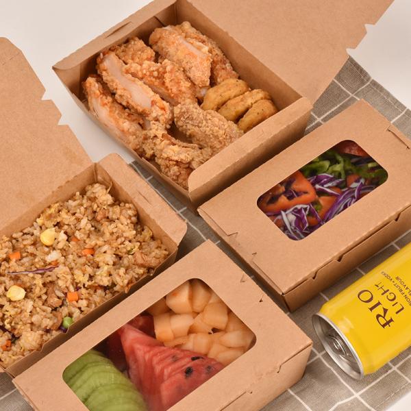 Wholesale Kraft Paper Food Box Salad Fruit Takeaway Box Lunch Packaging Box With