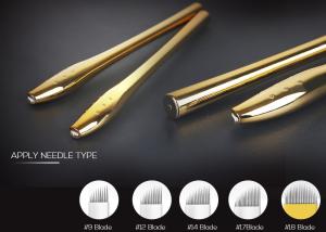 China 0.2mm Needle Manual Tattoo Pen , EO Gas Sterilized Golden Microblading Pen factory