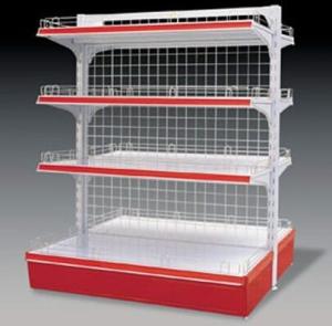 China Retail Supermarket Display Shelving Metallic Wire Mesh Back Panel factory