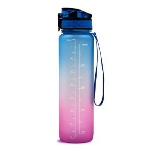 China BPA Free Drinking Water Bottle with Time Marker &amp; Straw factory