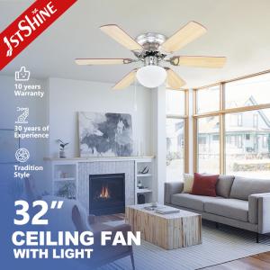 China 32'' 6 MDF Blades Decorative AC Motor Ceiling Fan With Light Kit factory