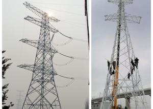 China Double Circuit 500 Kv Transmission Tower , Q235B Mild Steel Power Pylon factory