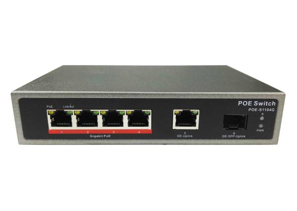 POE-S1104G(4GE+1GE+1GE SFP)_4 Port Gigabit IEEE802.3af/at PoE Switch with 65W