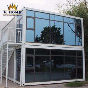 China Furnished 40ft Container Site Office Cabins Rock Wool Sandwich Panel factory