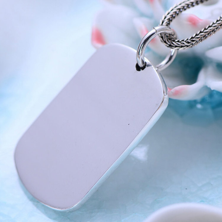 Sterling Silver Dog Tag Necklace Wheat Chain for Women and Men (N052777)