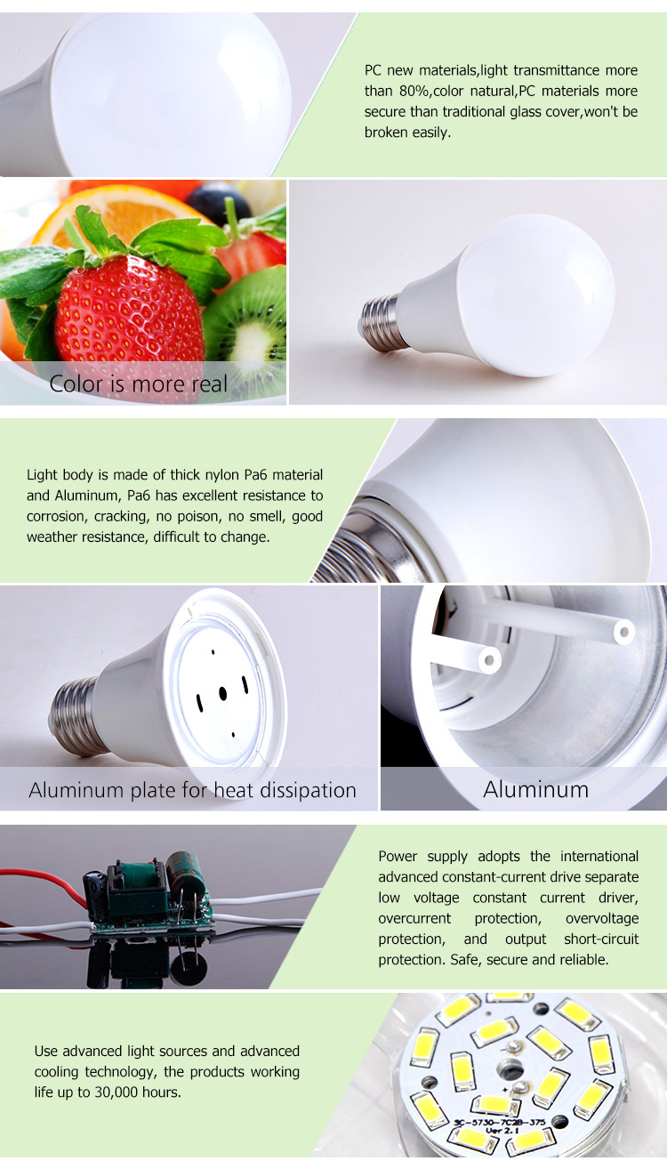 High Lumen AC85-265v 9w led bulb OEM