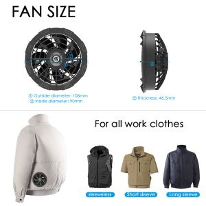 12V Jacket Cooling Fan 6700mAh Air Conditioning Suit Fan