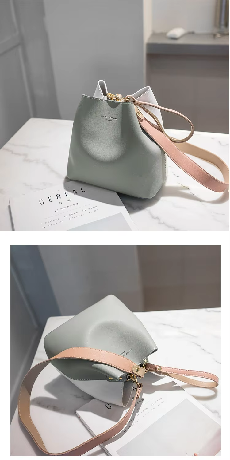 2024 Summer Female Bucket Bag Contrast Color and Motion Detection for a Versatile Bag