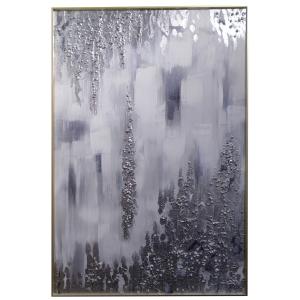 China Customized Size Accepted Handpainted Abstract Silver Foil Art Oil Painting Wall Art Decorative Painting factory