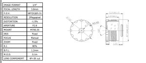 China Medical Lens CCL14038MP 1/4&quot; 3.8mm M7*0.35/ S mount factory