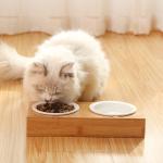 Ceramic Pet Bowl Bamboo Cat Bowl Amazon Double Bowl Dining Table Drinking Dog