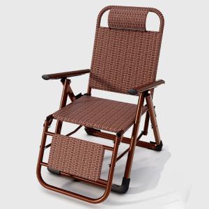 China Outdoor Beach Balcony Garden Portable Rattan Folding Sun Lounge Chair with Foot Pedal factory