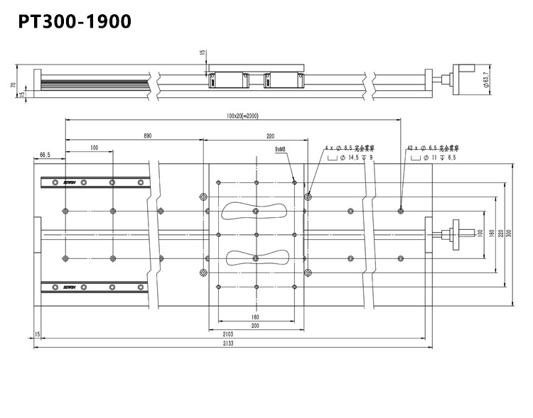 Hand Sliding Manual Linear Stage Large Table Top Load 100kg Displacement