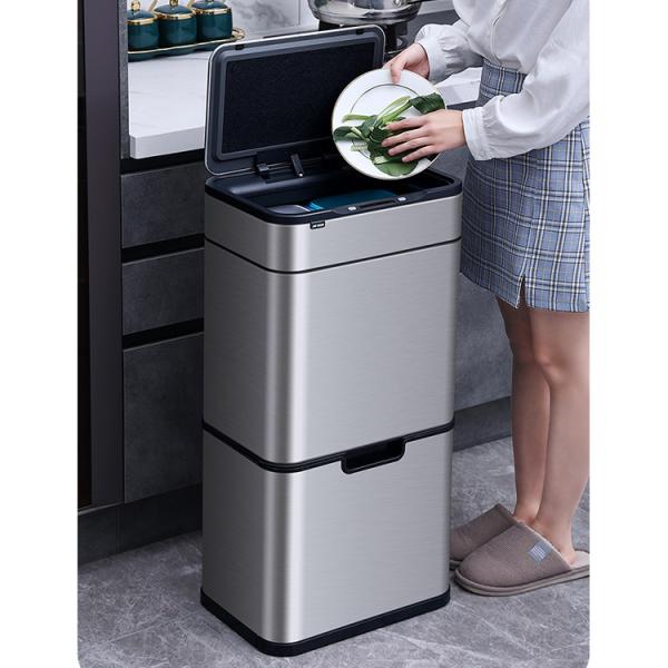 China Office 50L Dual Garbage Recycling Bin Sensor Touchless Trash Can factory