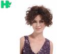 6 Inch Hand Tied Short Synthetic Wigs , 1B Black Short Curly Bob Wigs