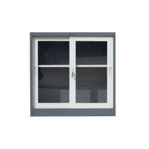 China 2 Sliding Glass Doors Vertical Metal Bookshelf Fireproof Metal Filing Cabinet factory