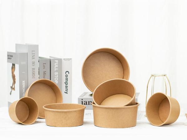 750ml Plastic Free Kraft Paper Salad Bowls With PET Lids