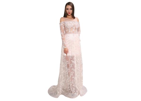 Women ' S Long Sleeve Evening Gowns And Ladies Wedding See Through A - Line