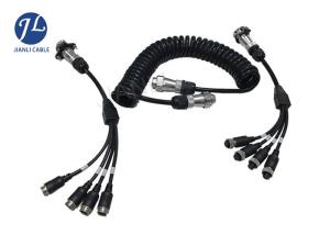 China Electrical 7 Pin Trailer Backup Camera Extension Cable With Pu Spiral Cord factory