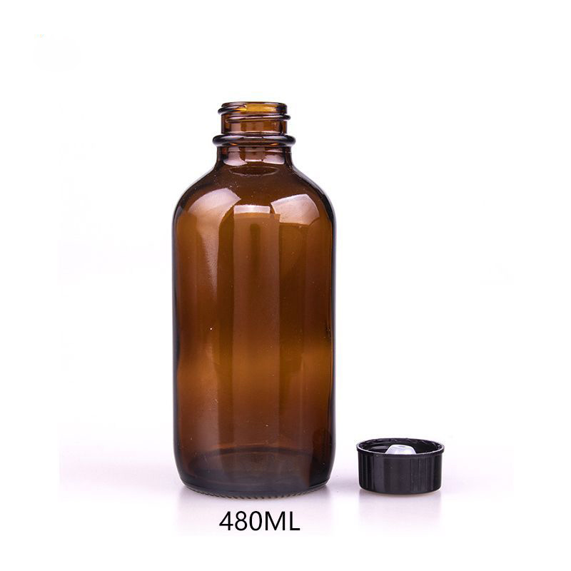 Childproof Tamper Cap Amber Glass Boston Bottle for Stock Empty Cosmetic Containers Customized Colors and Free Sample