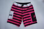 Pink Black Striped Mens Board Shorts Quick Dry , Recycled Mens Surf Shorts