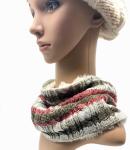 Melange Cable Fleece Layer Scarves Ladies Muffler Scarf With Button Decoration