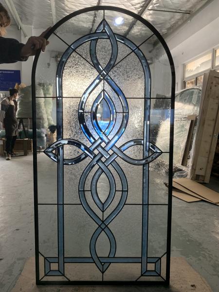 Classic Design Clear Beveled Door Glass Insert For Wood Doors With Grey And