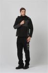 Hidden Zipper Cold Weather Workwear , Mens Black Soft Shell Jacket