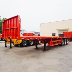 China CIMC Tri Axle 20/40 Ft Semi Flatbed Trailer with Front Wall for Sale | CIMC Trailer for Sale factory