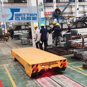 China Supplier Material Handling Rail Transfer Cart Flat Trolley