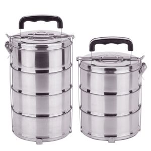 Stainless steel multifunctional lunch box with compartments and multiple layers