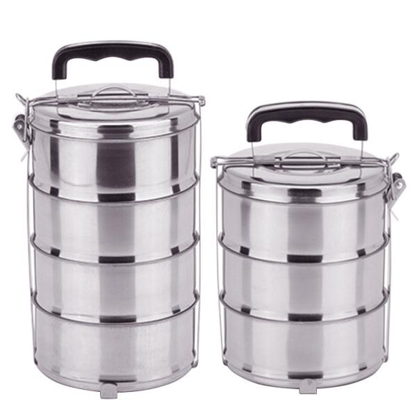 Stainless steel multifunctional lunch box with compartments and multiple layers