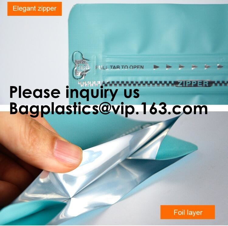 Semi-Clear Window Hang-Hole Stand-Up Zip lockk Pouch,Aluminum Packaging Bags Laser Zip lockk Stand up Resealable Pouches wit