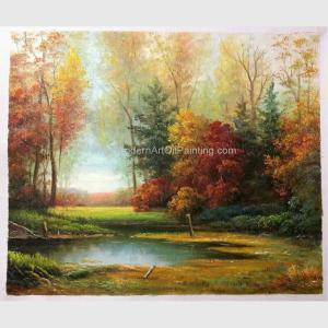 China Classical Original Oil Landscape Paintings River Side For Wall Decor factory